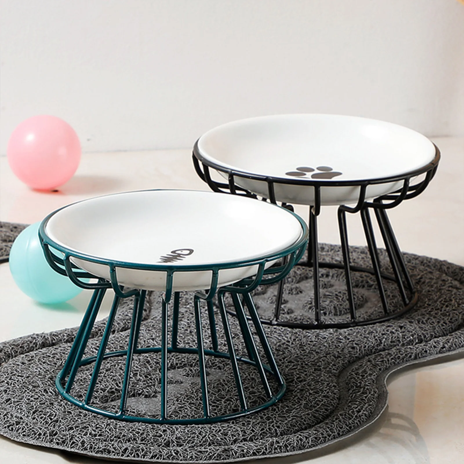 1pcs Ceramic Cat Food Bowl Wide Safe Pets Water Food Bowls Non Slip Shallow Dish for Kitten Puppy Food Water Feeding