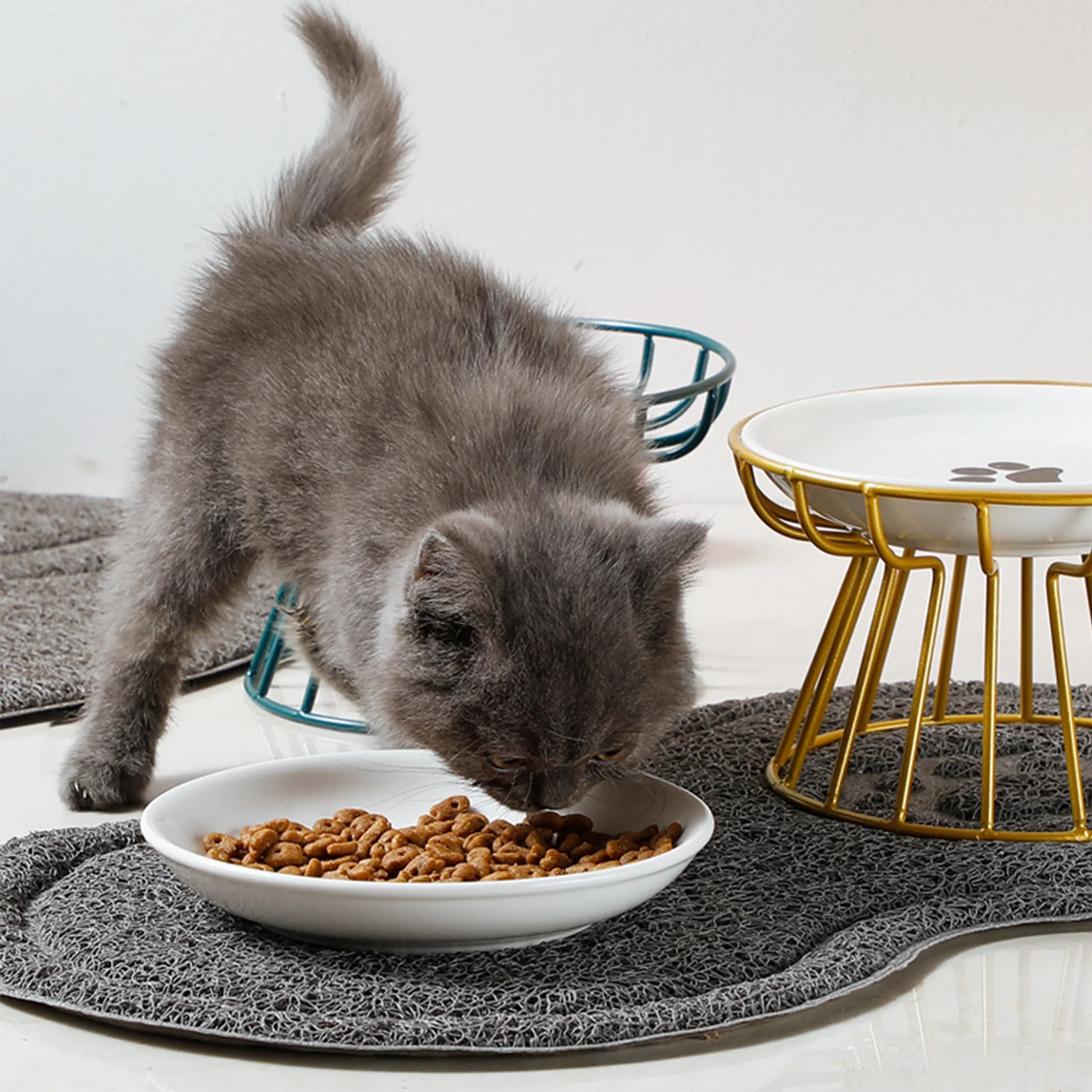 1pcs Ceramic Cat Food Bowl Wide Safe Pets Water Food Bowls Non Slip Shallow Dish for Kitten Puppy Food Water Feeding