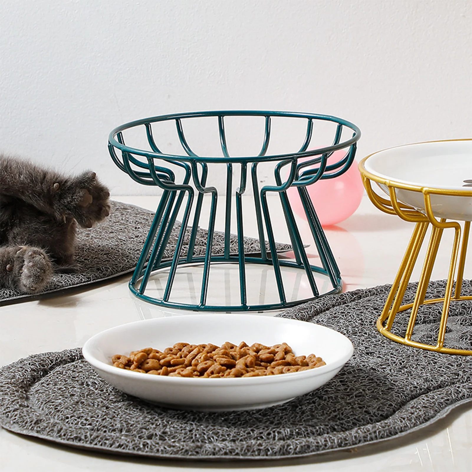 1pcs Ceramic Cat Food Bowl Wide Safe Pets Water Food Bowls Non Slip Shallow Dish for Kitten Puppy Food Water Feeding
