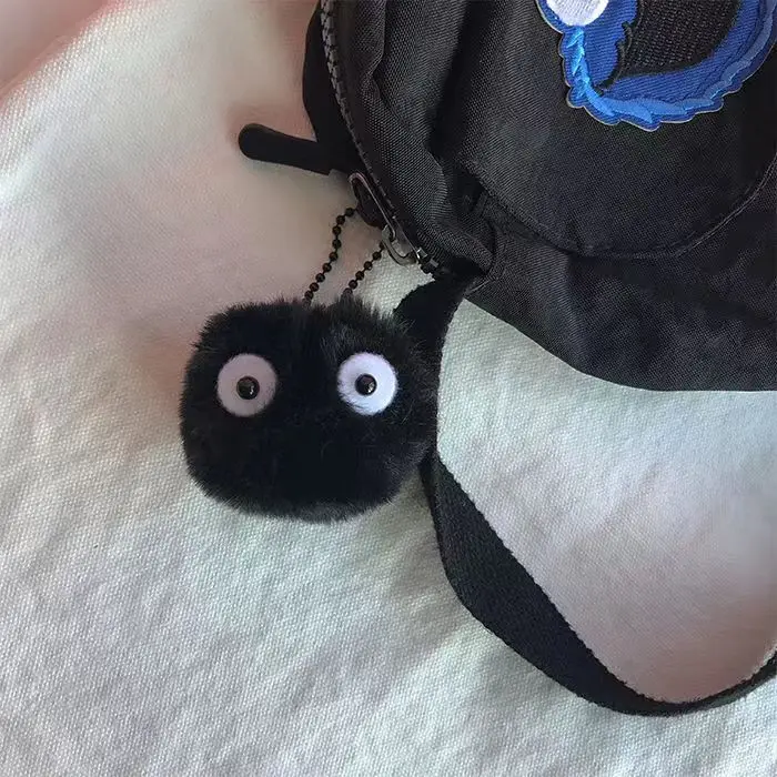 2/4/8PCS Black Elves Pet Toys Keychains Accessories Cute Plush Black Coal Ball Cartoon Bag Pendants