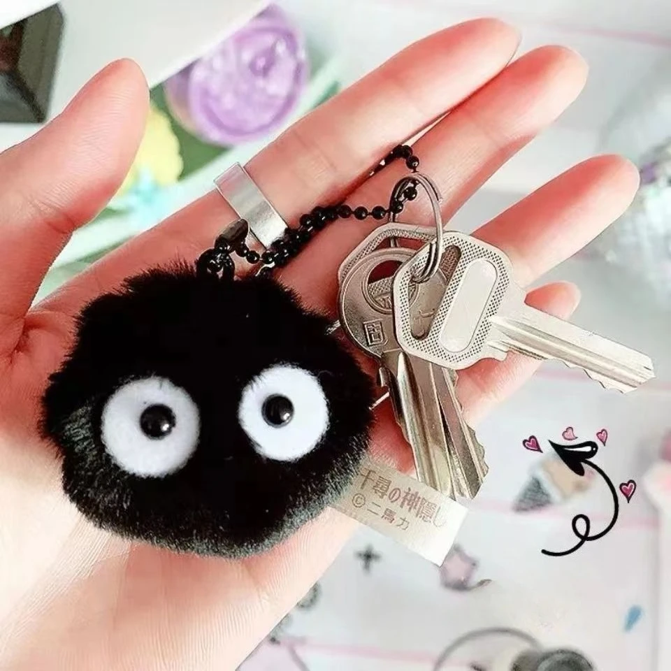 2/4/8PCS Black Elves Pet Toys Keychains Accessories Cute Plush Black Coal Ball Cartoon Bag Pendants