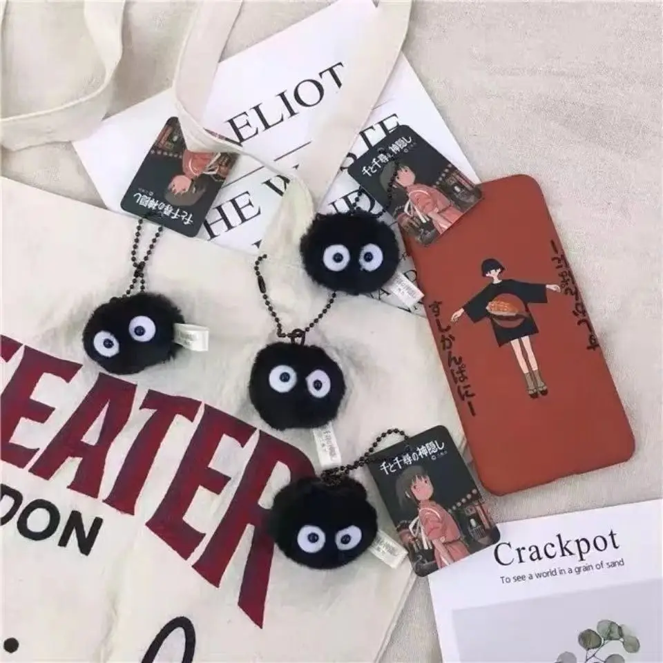 2/4/8PCS Black Elves Pet Toys Keychains Accessories Cute Plush Black Coal Ball Cartoon Bag Pendants