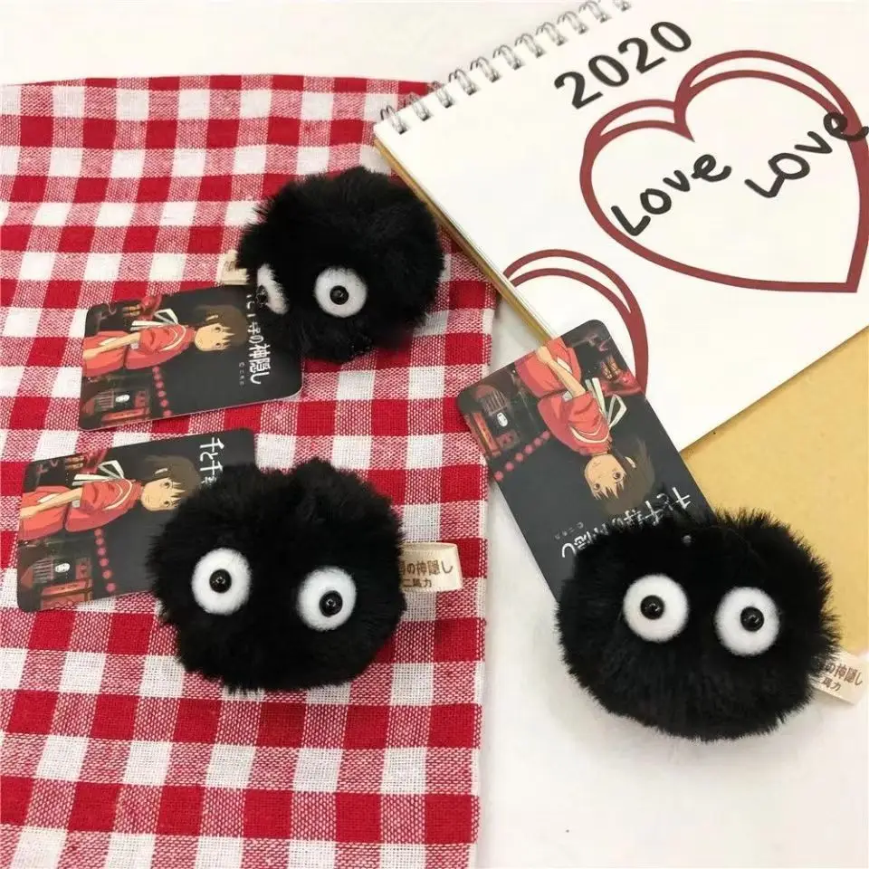 2/4/8PCS Black Elves Pet Toys Keychains Accessories Cute Plush Black Coal Ball Cartoon Bag Pendants
