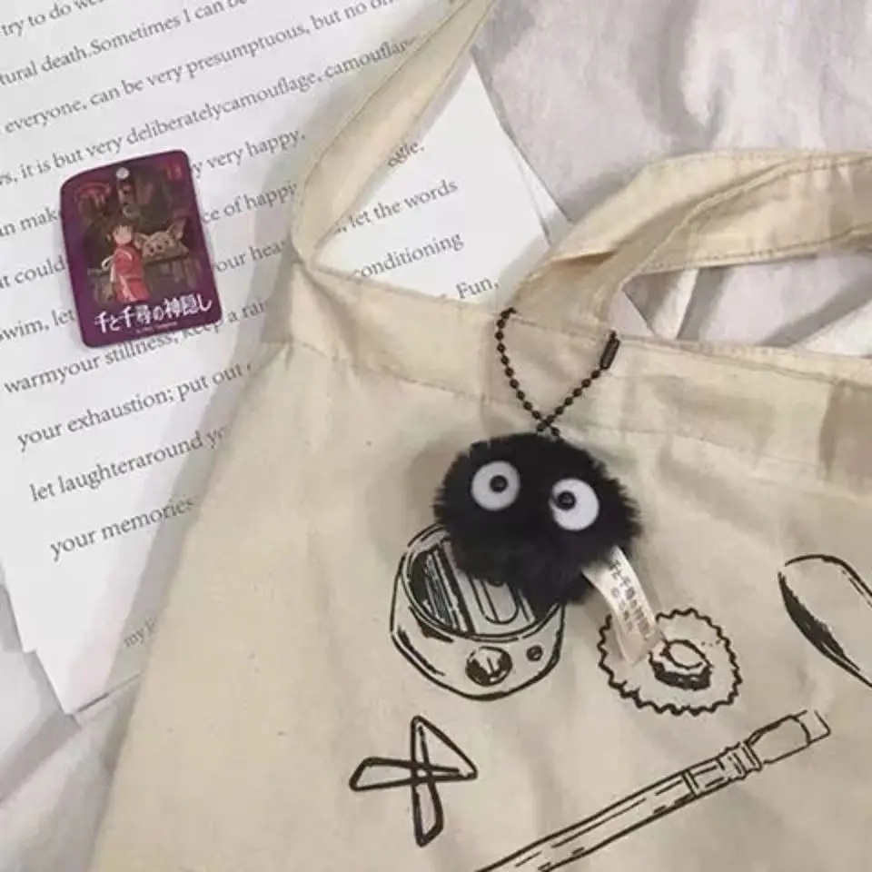 2/4/8PCS Black Elves Pet Toys Keychains Accessories Cute Plush Black Coal Ball Cartoon Bag Pendants