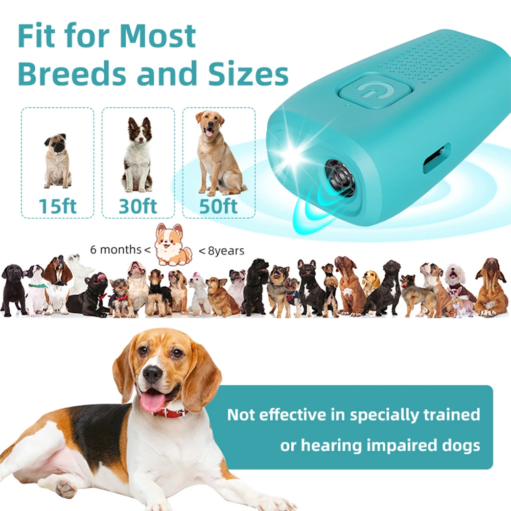 Type-C Rechargable Mini Anti Barking Training Device ULTRSONIC DOG TRAINER Dog Repeller LED Flashlight Training Device