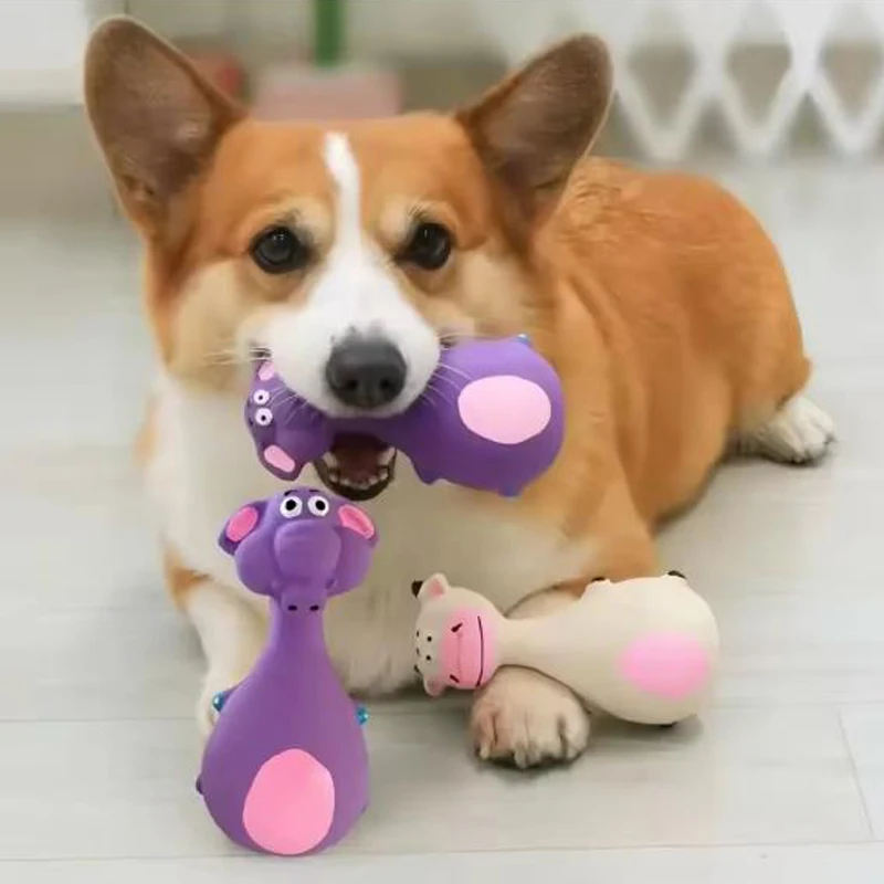Dog Toys Sound Squeaky Elephant/Cow Animal Chew Pet Rubber Vocal Toys For Small Large Dogs Bite Resistant Interactive Toy