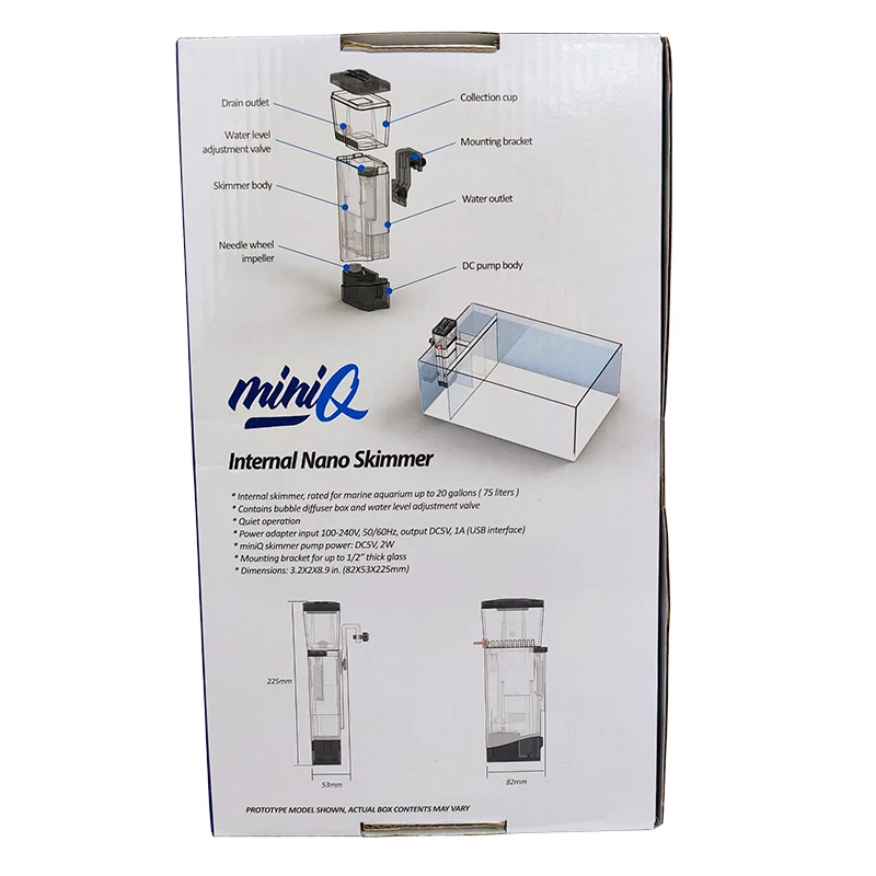 Bubble Magus BM Mini Q Internal Built-in Hanging Cylinder Type Nano Protein Skimmer for 20 Gallons/75L Marine Aquarium Tank