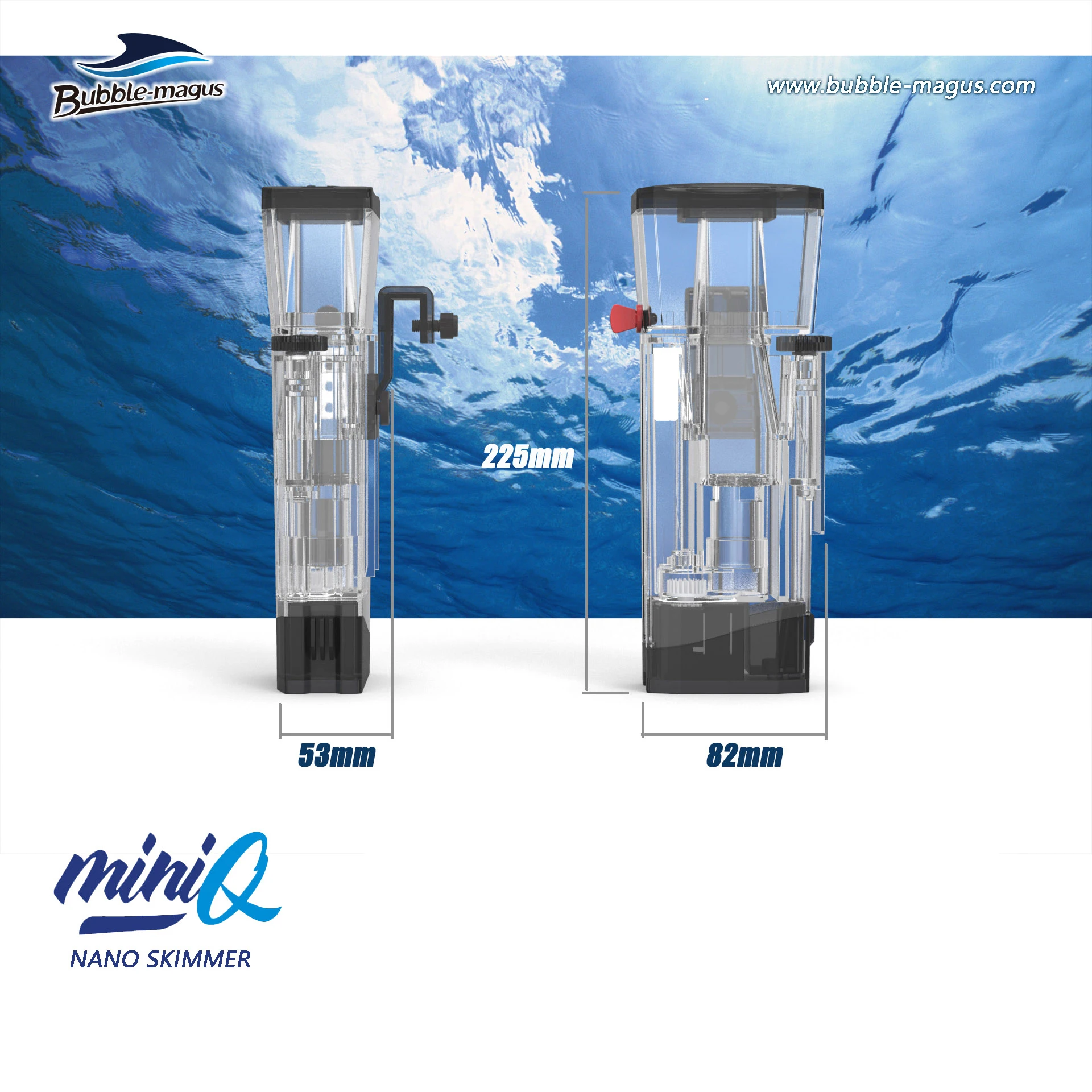 Bubble Magus BM Mini Q Internal Built-in Hanging Cylinder Type Nano Protein Skimmer for 20 Gallons/75L Marine Aquarium Tank