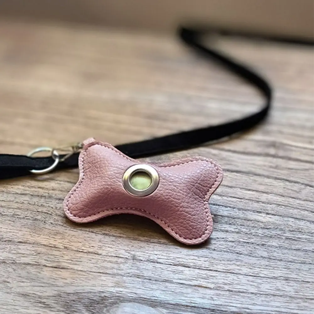 Creative Dog Poop Bag Dispenser Bone Shaped PU Leather Pet Poop Clean Bag Holder Refillable Waterproof Pet Waste Bag Carrier