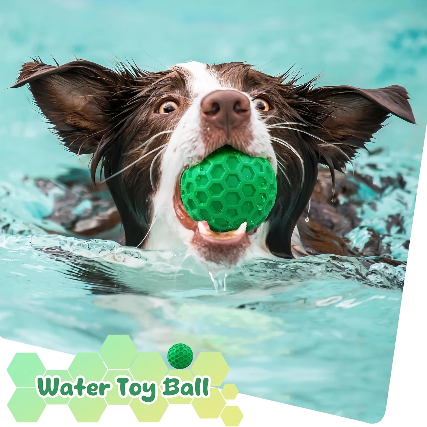 Tough Natural Rubber Dog Chew Toy Indestructible Squeaky Ball for Aggressive Chewers Beef Flavor Hexagonal Design Dental Health