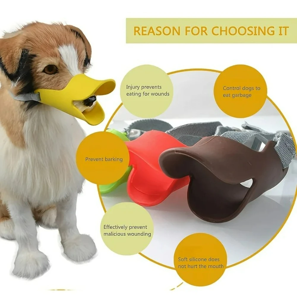 1pc Small Pet Dog Muzzle Silicone Mask Dog Duck Muzzle Anti-bite Anti-Eating Anti-Barking Muzzle Dog Accessories Supplies