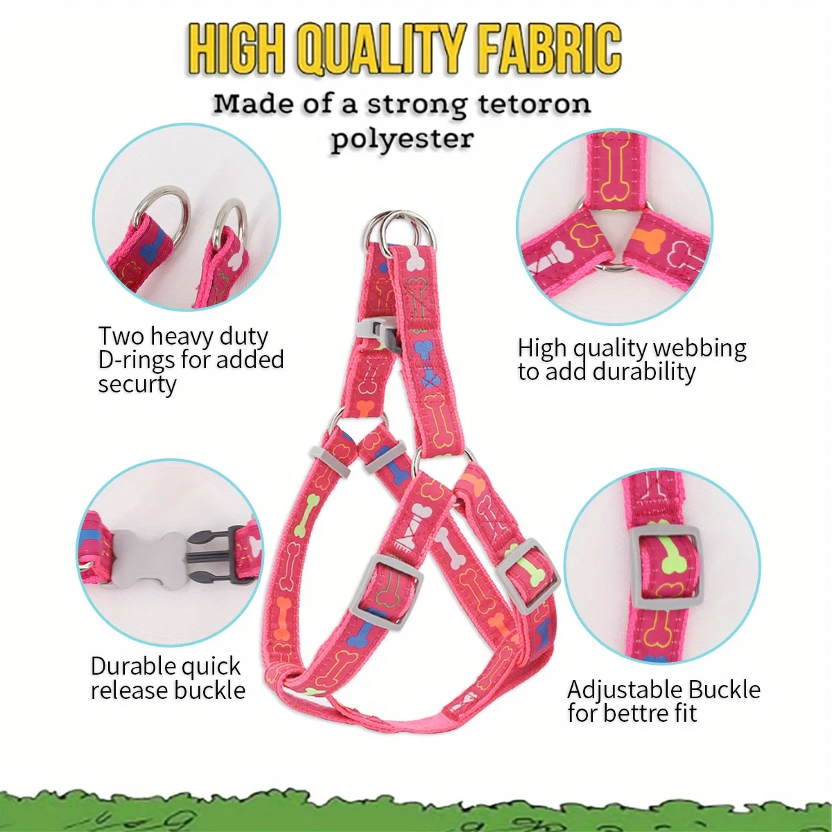 A Colorful Bone Tripod Pet Dog Harness for Indoor and Outdoor Use Colorful Bone Dog Leash When Taking A Pet for A Walk