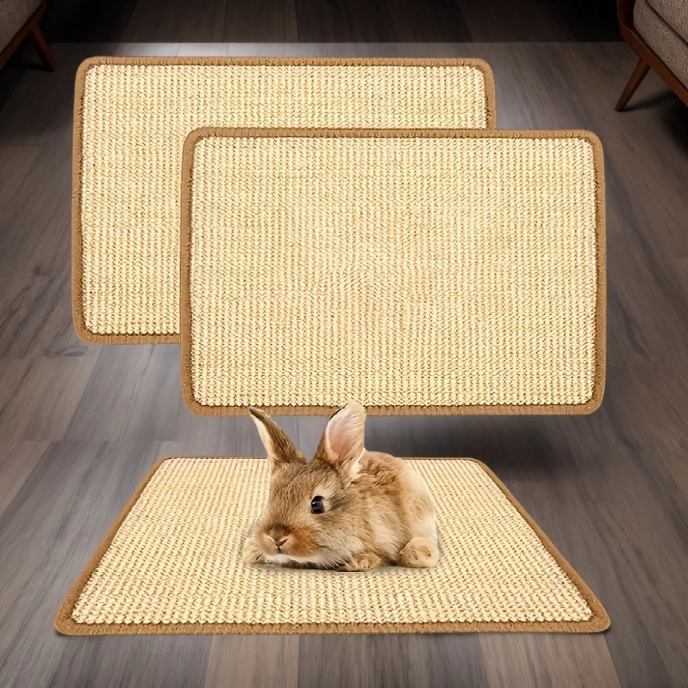 Rabbit Chew & Scratch Mat - Natural Fiber Anti-Slip Pad | Cage Bedding & Teeth Care | Small Pet Sleep & Play