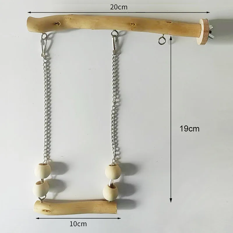 Natural Wood Pet Parrot Toy Bird Swing Exercise Climbing Standing Wooden Toys Pet Parrot Macaw Hammock Bird Toy