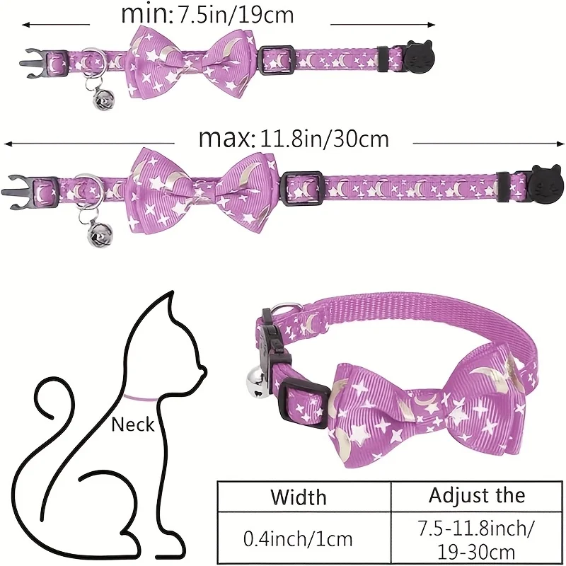 Personalized Cat Collar Pendant ID Engraving Name Tag Collar for Cat Necklace Puppy Kitten Bell Bow Tie Custom Small Dog Collar