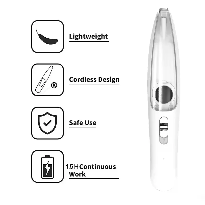 2-In-1 Hair Suction Pet Shaver, Dog Paw Trimmer, Cat Ear Trimmer, Low Noise, With Suction Electric Dog GroomerRechargeable USB
