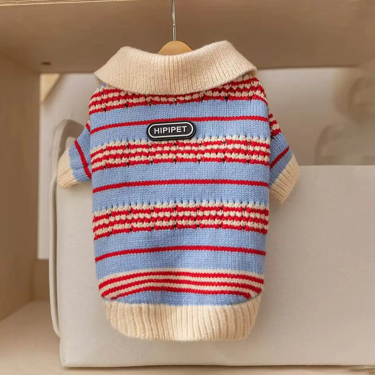 Lapel Cardigan Jacket Knitted Sweater for Wiener Dogs Winter Long Sleeves Warm Coat for Small Mid Dachshund Dogs Pet Clothing