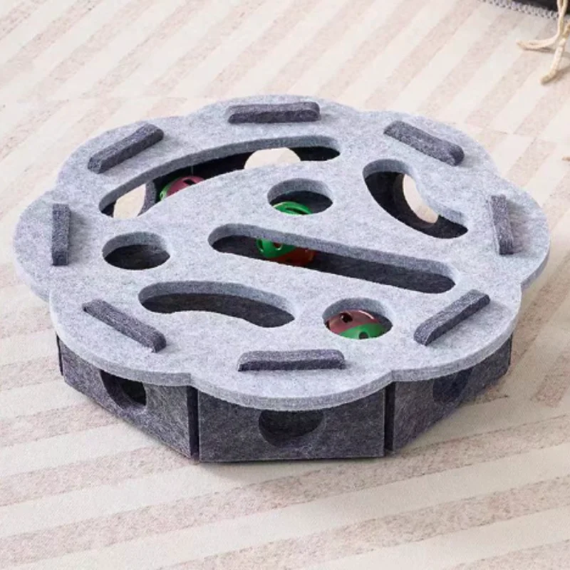 Pet Cat Puzzle Maze Holes Toys Felt Box With Bell Ball Kitten Playing Toys Interactive Funny Cat Supplies