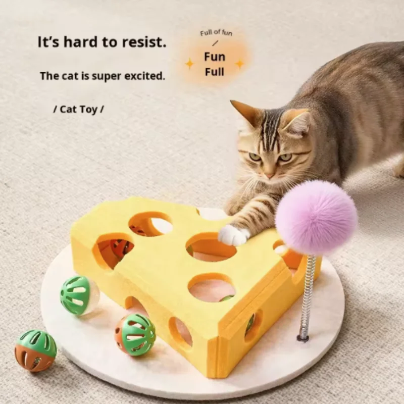 Pet Cat Puzzle Maze Holes Toys Felt Box With Bell Ball Kitten Playing Toys Interactive Funny Cat Supplies