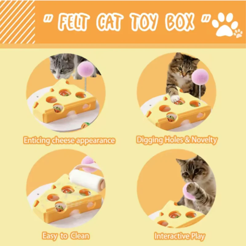 Pet Cat Puzzle Maze Holes Toys Felt Box With Bell Ball Kitten Playing Toys Interactive Funny Cat Supplies