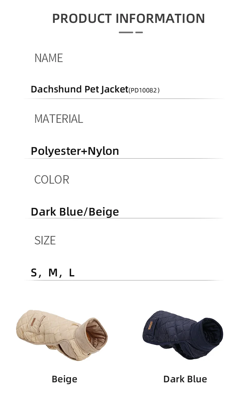 Autumn/Winter Dog Clothes for Dachshund Soft Warm Water Repellent Dog Jacket for Sausage Dog Quilted Outdoor Short-Leg Dog Coat