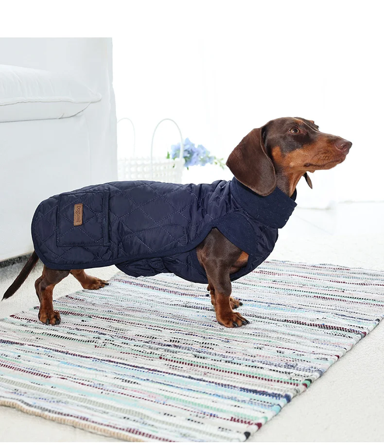 Autumn/Winter Dog Clothes for Dachshund Soft Warm Water Repellent Dog Jacket for Sausage Dog Quilted Outdoor Short-Leg Dog Coat