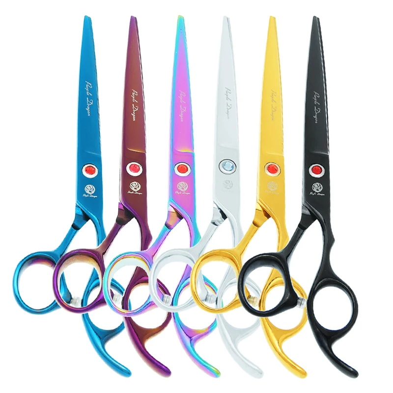 7.0" Purple Dragon Pet Beauty Shears Dog Grooming Scissors 6 Colors Straight Curved Cutting Fur Clipper Thinning Trimmers B0020B