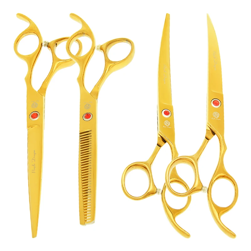 7.0" Purple Dragon Pet Beauty Shears Dog Grooming Scissors 6 Colors Straight Curved Cutting Fur Clipper Thinning Trimmers B0020B