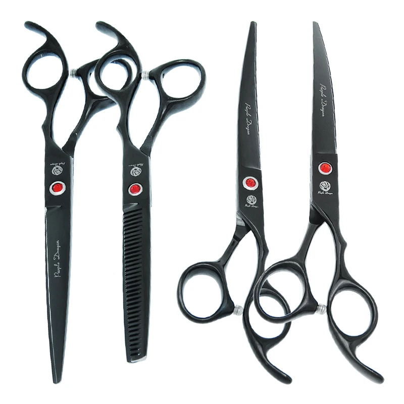7.0" Purple Dragon Pet Beauty Shears Dog Grooming Scissors 6 Colors Straight Curved Cutting Fur Clipper Thinning Trimmers B0020B