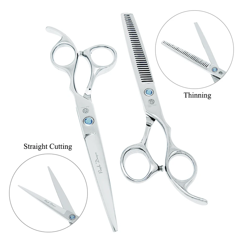 7.0" Purple Dragon Pet Beauty Shears Dog Grooming Scissors 6 Colors Straight Curved Cutting Fur Clipper Thinning Trimmers B0020B