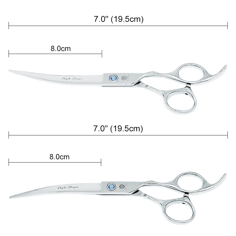 7.0" Purple Dragon Pet Beauty Shears Dog Grooming Scissors 6 Colors Straight Curved Cutting Fur Clipper Thinning Trimmers B0020B
