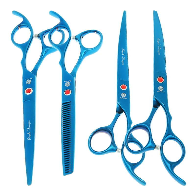 7.0" Purple Dragon Pet Beauty Shears Dog Grooming Scissors 6 Colors Straight Curved Cutting Fur Clipper Thinning Trimmers B0020B