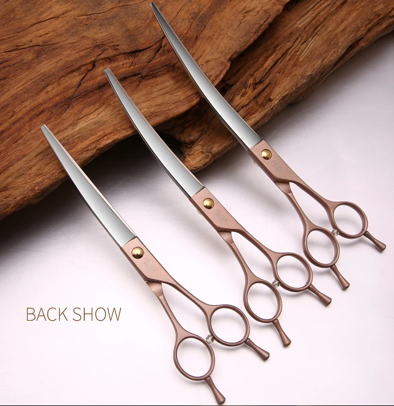 Fenice JP440C Steel Dog Scissors 7/7.5/8 Inch Pet Grooming Shears Curved Hair Trimming Scissors for Dogs Professional Groomer