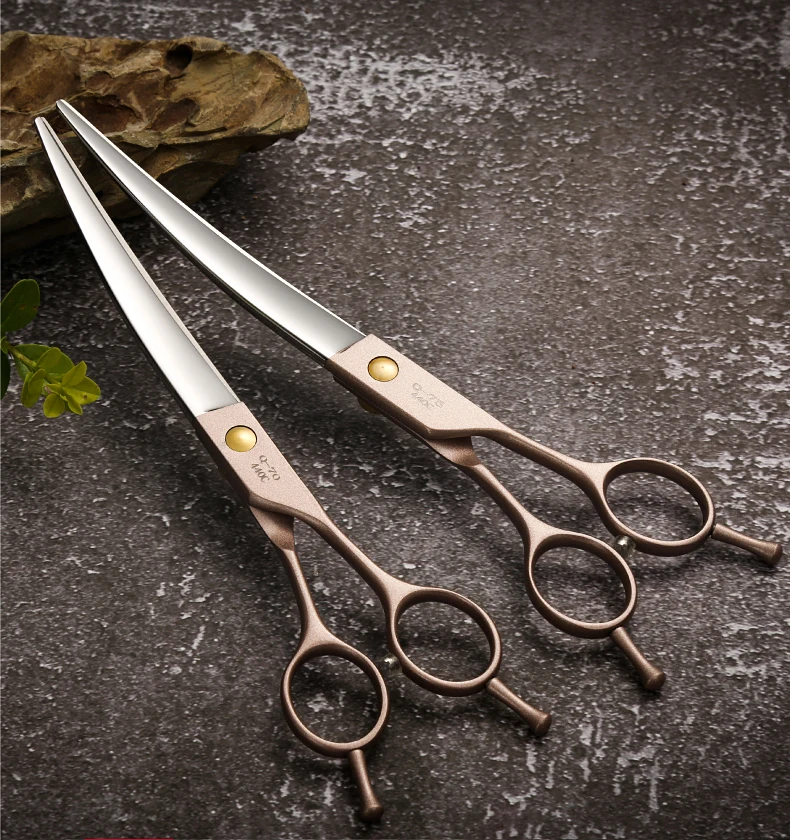 Fenice JP440C Steel Dog Scissors 7/7.5/8 Inch Pet Grooming Shears Curved Hair Trimming Scissors for Dogs Professional Groomer