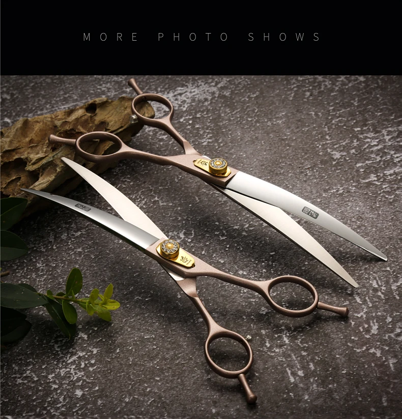 Fenice JP440C Steel Dog Scissors 7/7.5/8 Inch Pet Grooming Shears Curved Hair Trimming Scissors for Dogs Professional Groomer
