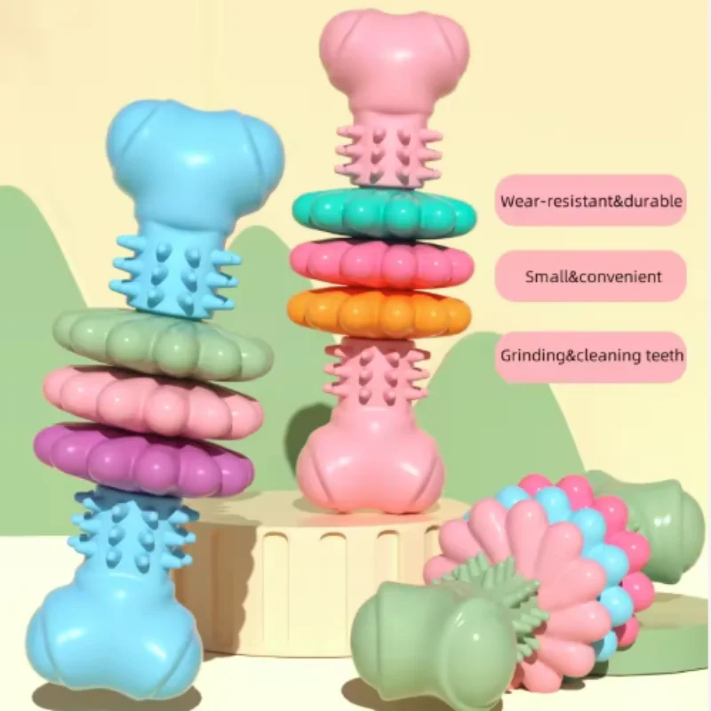 Pet Dog Chew Toy Teeth Cleaning Molar Stick Rubber Bone Toy Puppy Interactive Stick Dog Chewing Bite Toys