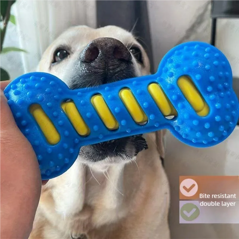 Pet Dog Chew Toy Teeth Cleaning Molar Stick Rubber Bone Toy Puppy Interactive Stick Dog Chewing Bite Toys