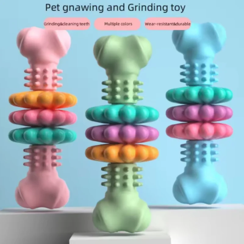 Pet Dog Chew Toy Teeth Cleaning Molar Stick Rubber Bone Toy Puppy Interactive Stick Dog Chewing Bite Toys