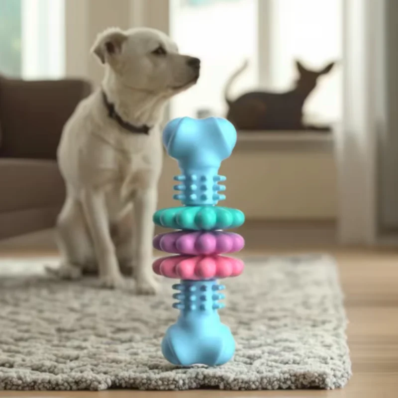 Pet Dog Chew Toy Teeth Cleaning Molar Stick Rubber Bone Toy Puppy Interactive Stick Dog Chewing Bite Toys