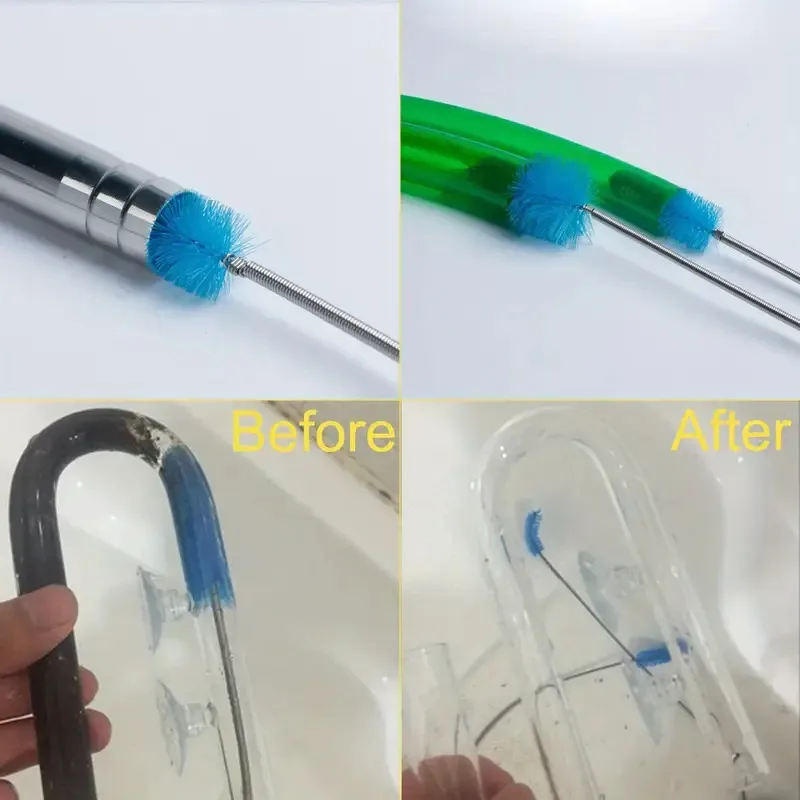 Fish Tank Pipe Cleaning Brush, 155cm Spring Brush, Double-Ended Hose Cleaning Brush, Trachea Pipe, U-shaped Pipe Cleaning Tool