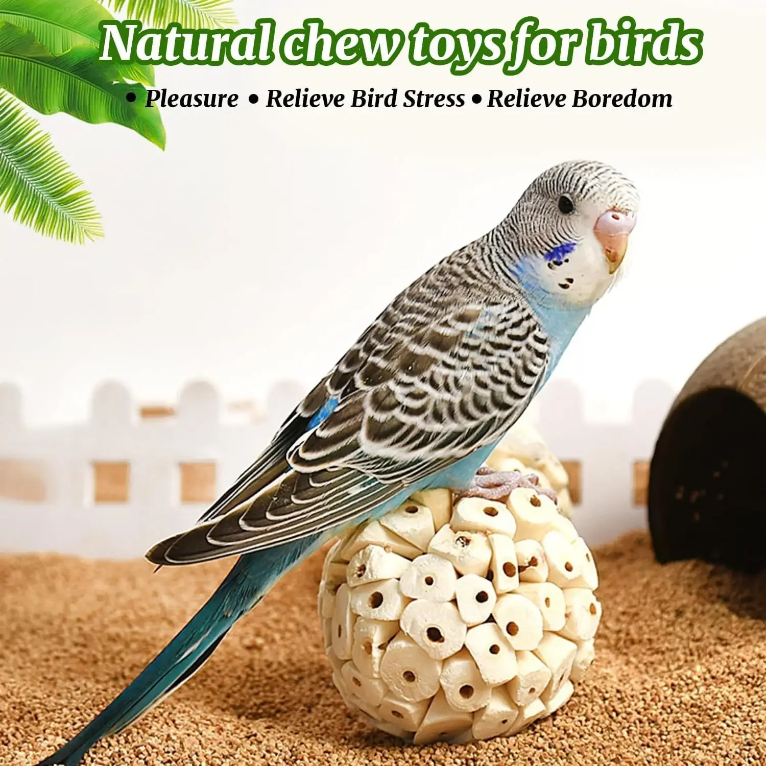 Bird Chewing Toy Natural Sola Ball Parrot Shredder Foraging Toy for Finch Cockatiel African for Grey Gerbil Small