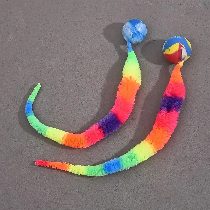 Geometric Worm Cat Toy: No-Battery Stick for Play & Chase | Realistic Wiggling Action