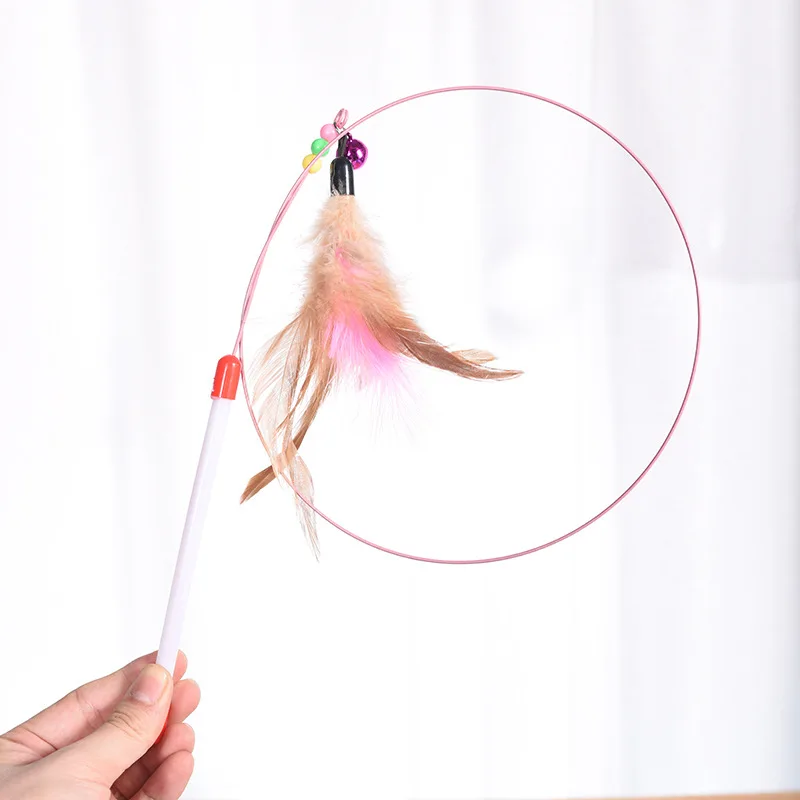 2 Pack Cat Toys Interactive Cat Stick Playing Kitten Playing Teaser Wand Toy Feather Wand Pet Supplies