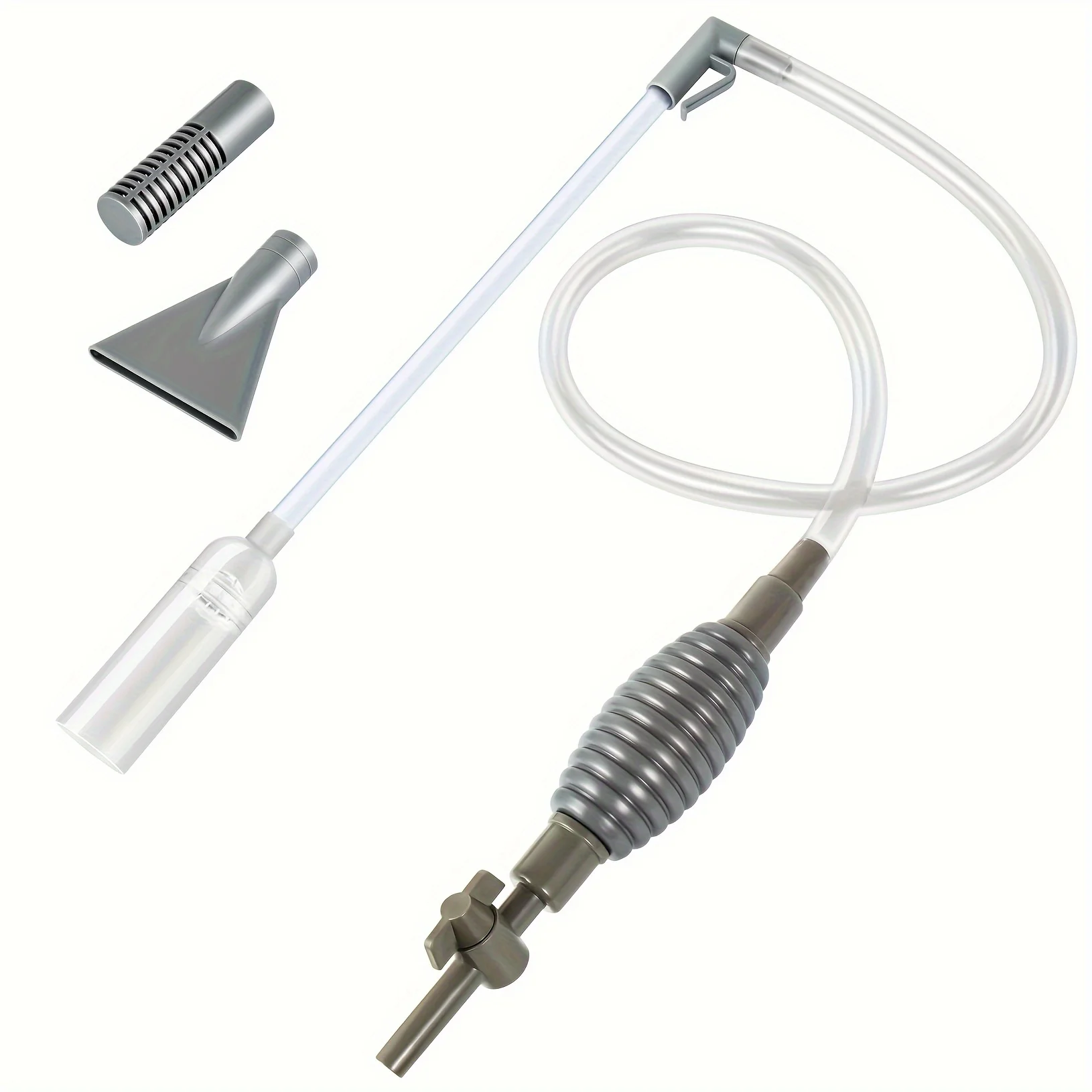 3-in-1 Multifunctional Aquarium Water Changer Manual Fish Tank Cleaning Siphon with Flow Control Debris Vacuum Fish Tank Drainer