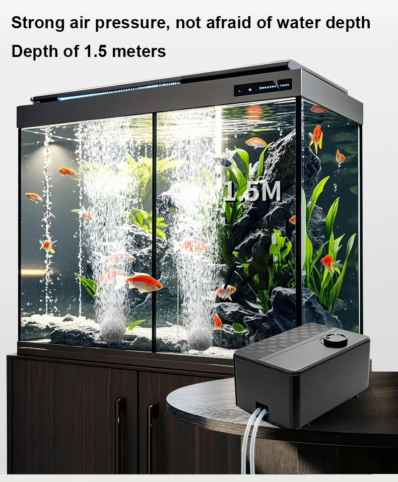 Silent Aquarium Oxygen Air Pump with Check Valve Fish Tank Double Outlet Large Oxygenator Aquarium Air Compressor Aerator 220v8w