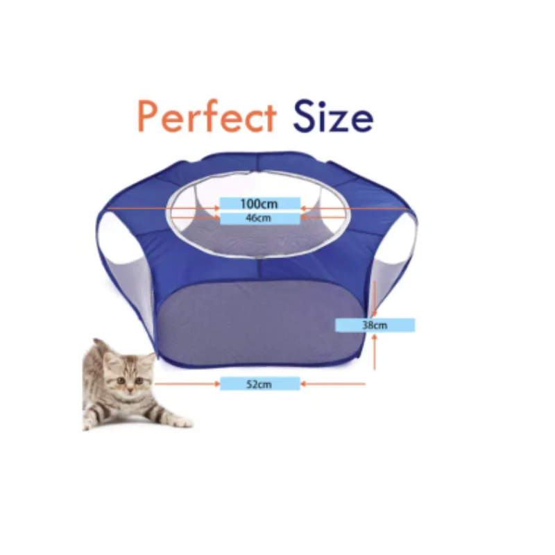 Transparent Portable Pet Cage Tent Dog Cat Playpen Open Folding Yard Fence for Hamster Rabbit Guinea Pig Small Pet Cage