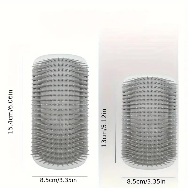 Space-Saving Wall-Mount Cat Groomer: 2-in-1 Corner Scratch Pad & Massage Brush. Protects Furniture. Durable Design.