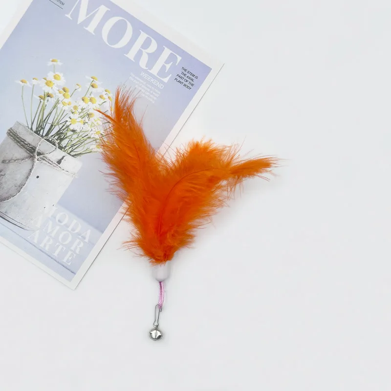 3/5/10pcs Pet Cuddly Stick Feather Bell Replacement Head Pet Plush Toy Cuddly Cat Toy Relief Interactive Toy Cat Toys Pet Toys