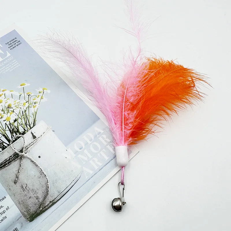 3/5/10pcs Pet Cuddly Stick Feather Bell Replacement Head Pet Plush Toy Cuddly Cat Toy Relief Interactive Toy Cat Toys Pet Toys