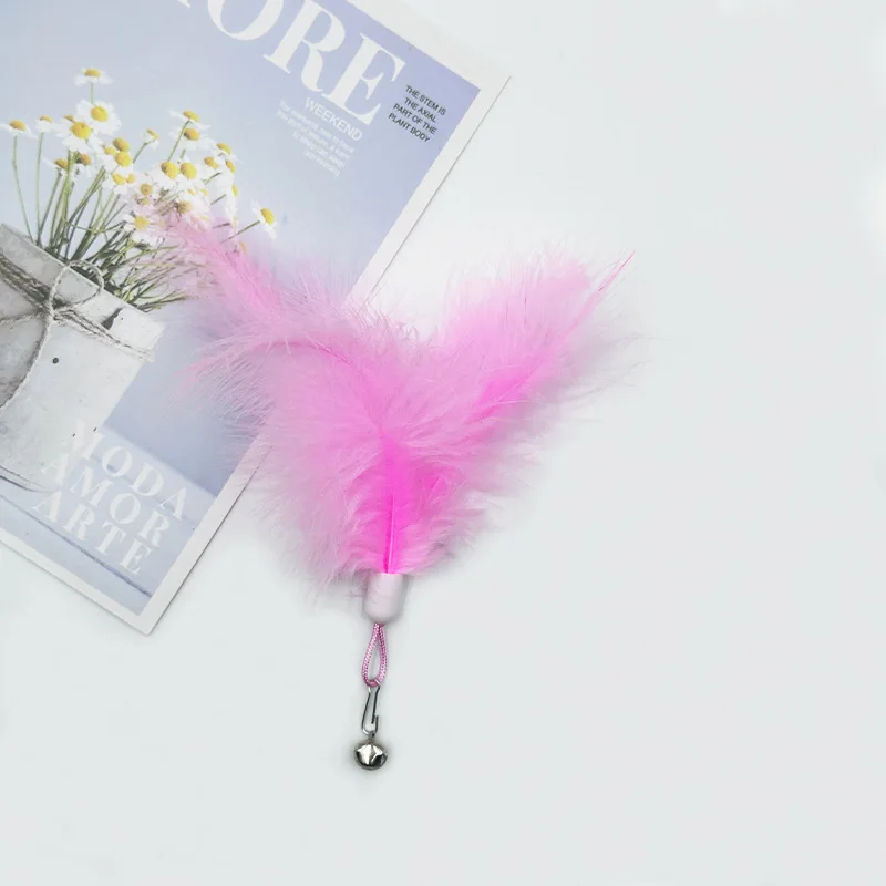 3/5/10pcs Pet Cuddly Stick Feather Bell Replacement Head Pet Plush Toy Cuddly Cat Toy Relief Interactive Toy Cat Toys Pet Toys